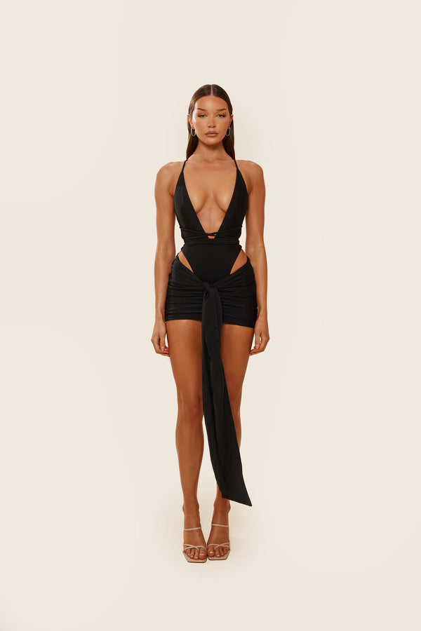 Tie Up Mini Skirt - Black