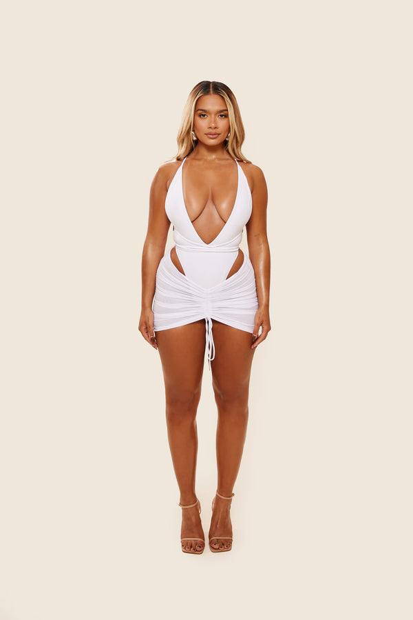 Mesh Cover Up Skirt - White