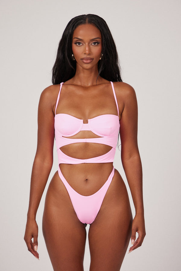 The Cut Out Cup Swim in Pink