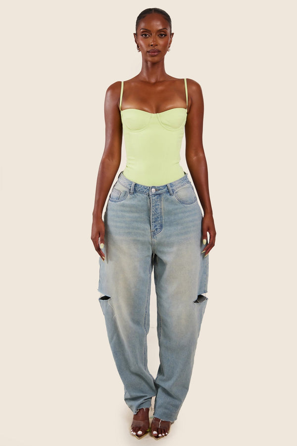 The Everly Corset in Lime Green