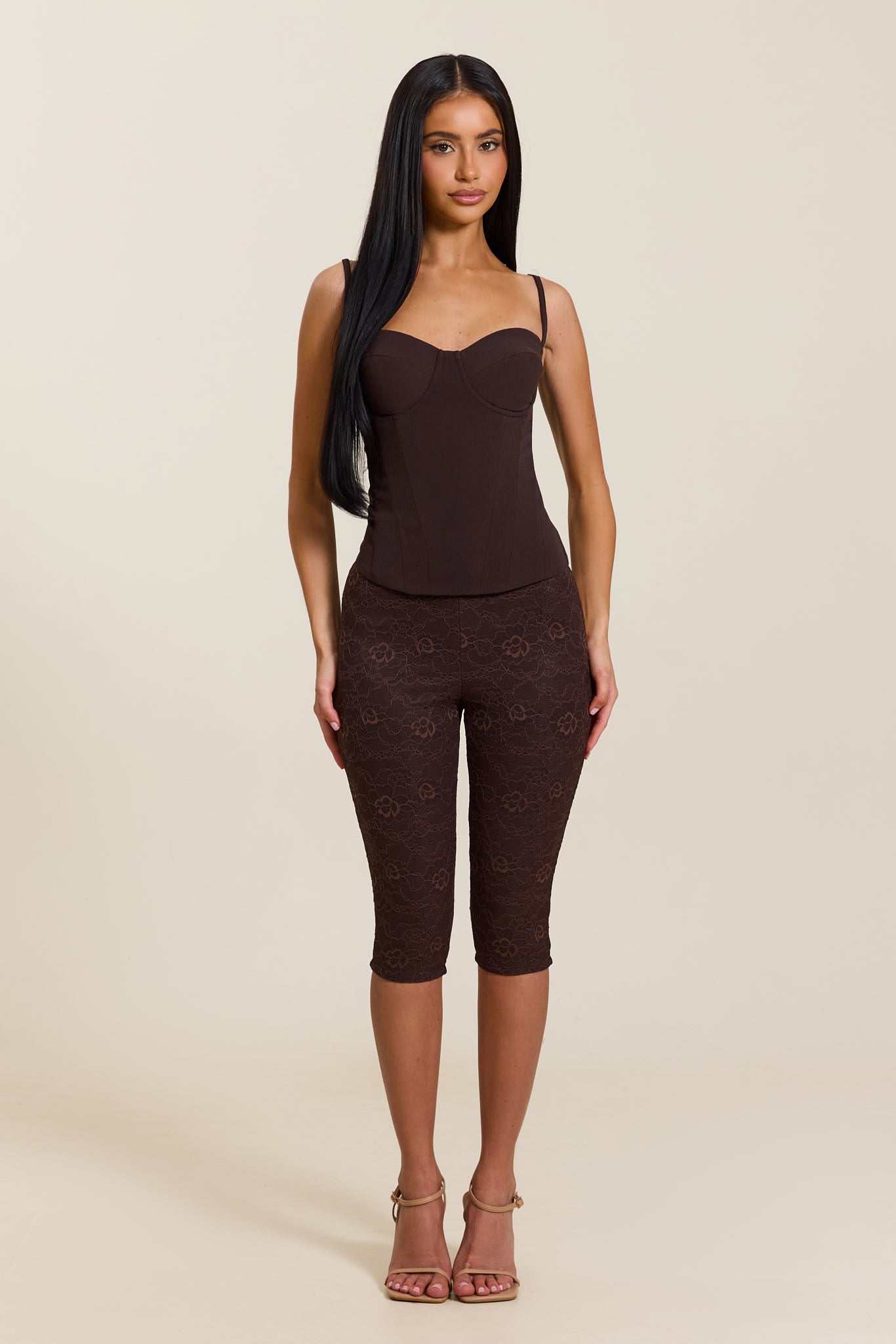 Capri Trousers in Brown | Cropped Brielle Pants with Express
