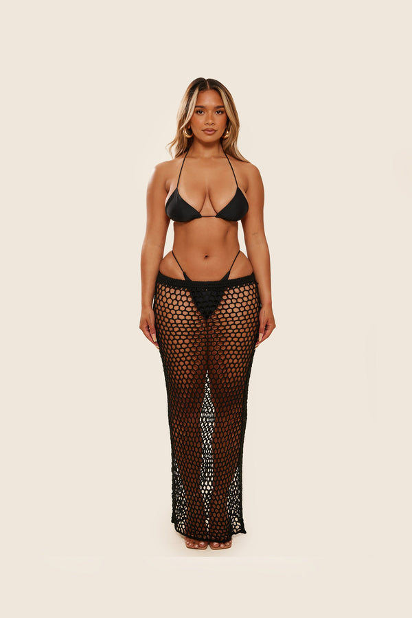 The Crochet maxi cover up- Black