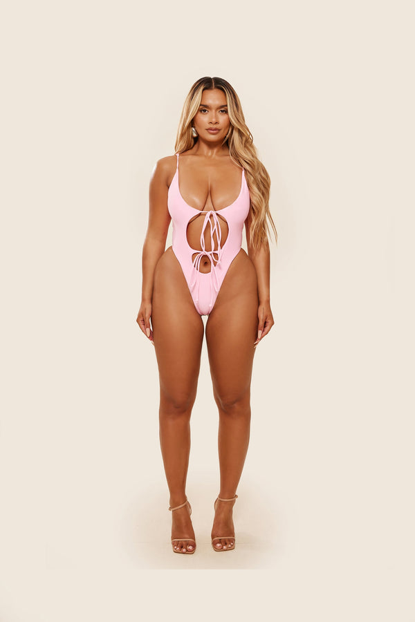 Tie Me Your Way Swim in Baby Pink