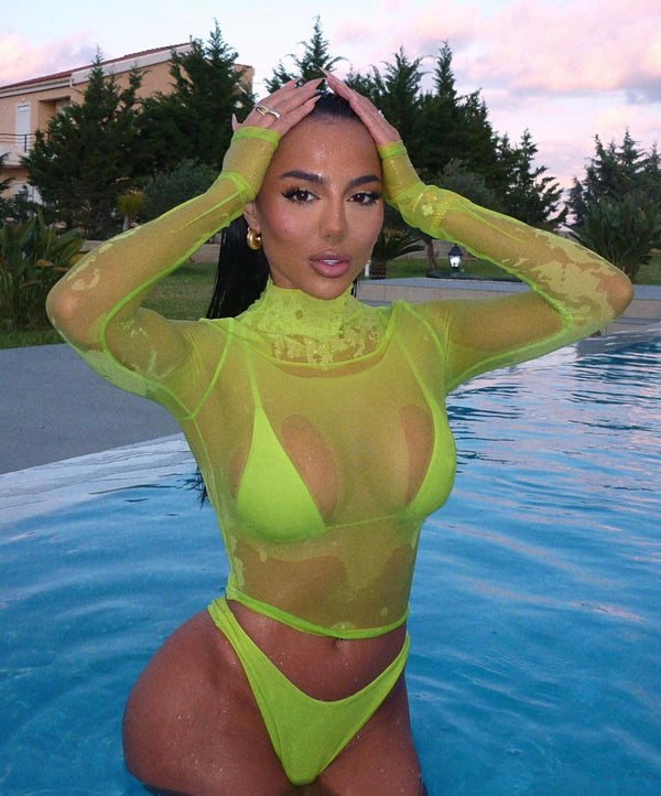 The Mesh Top Bikini Set in Lime