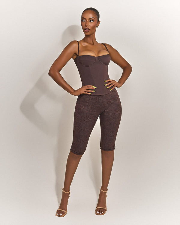 The Everly Corset in Brown