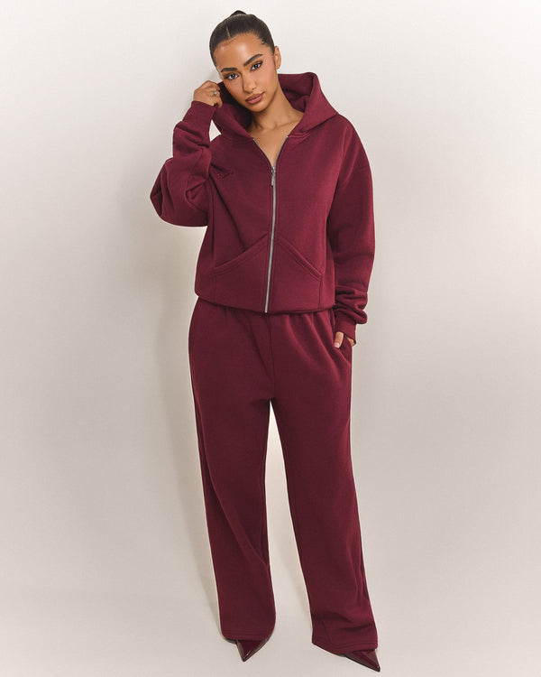 The Classics Longline Zip Jacket in Wine