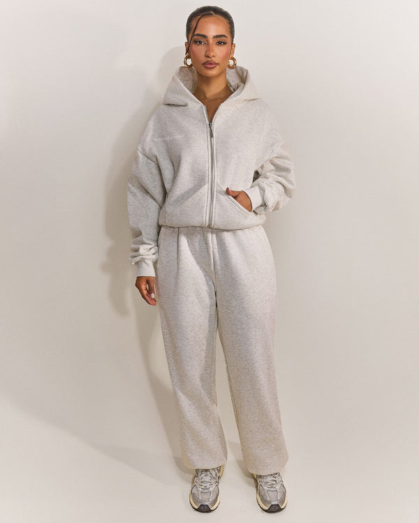 The Classics Longline Zip Jacket in Grey Marl