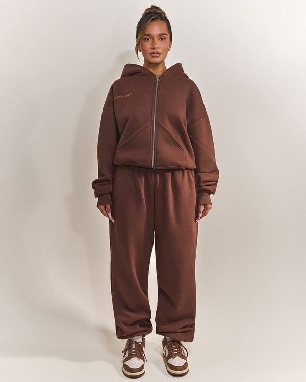 The Classics Longline Zip Jacket in Brown