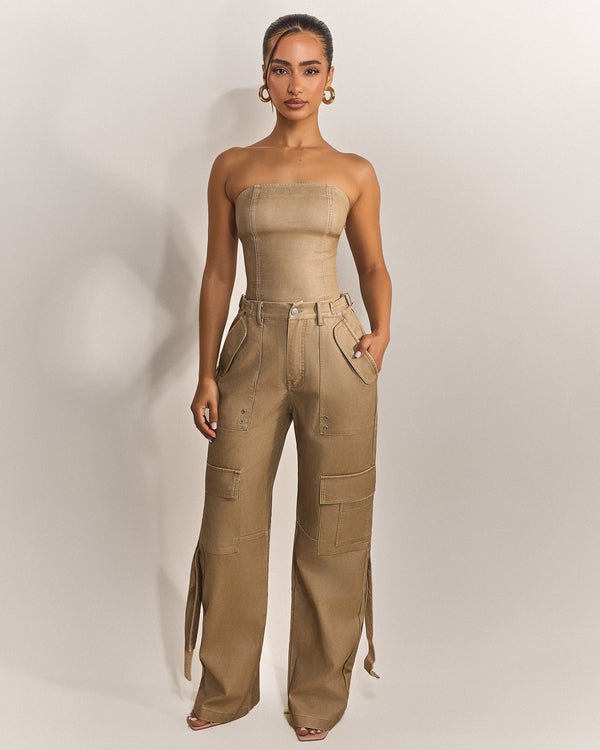 The Zeda Cargos in Light Brown Wash
