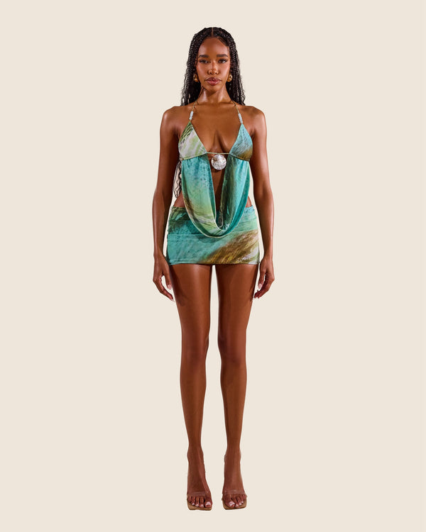 The Nayeli Set in Teal Print